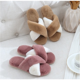 Dép Bông Quai Chéo Sang Chảnh, Lông Siêu Mềm Mịn DP95