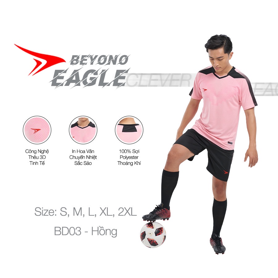 Bộ quần áo bóng đá Beyono Eagle hồng, đồng phục thể thao co giãn 4 chiều, thấm hút, thoáng khí