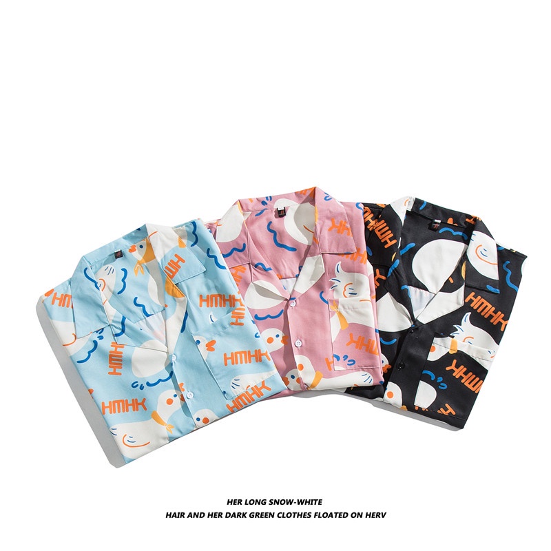 Áo Sơ Mi Tay Ngắn In Họa Tiết Hoạt Hình Phong Cách Hàn Quốc Cho Nam