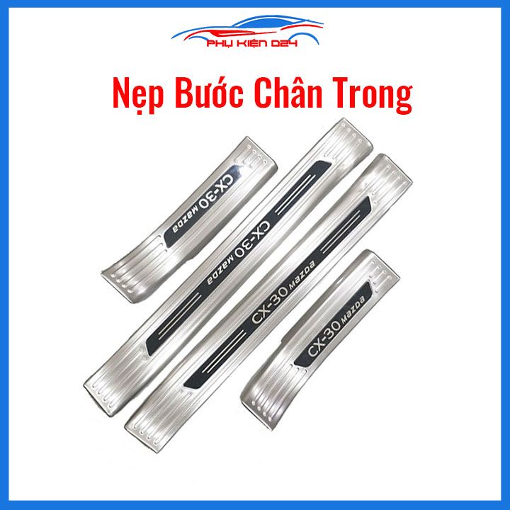 Ốp bậc cửa, nẹp bước chân INOX cho xe Mazda CX30 CX-30 2021-2022-2023