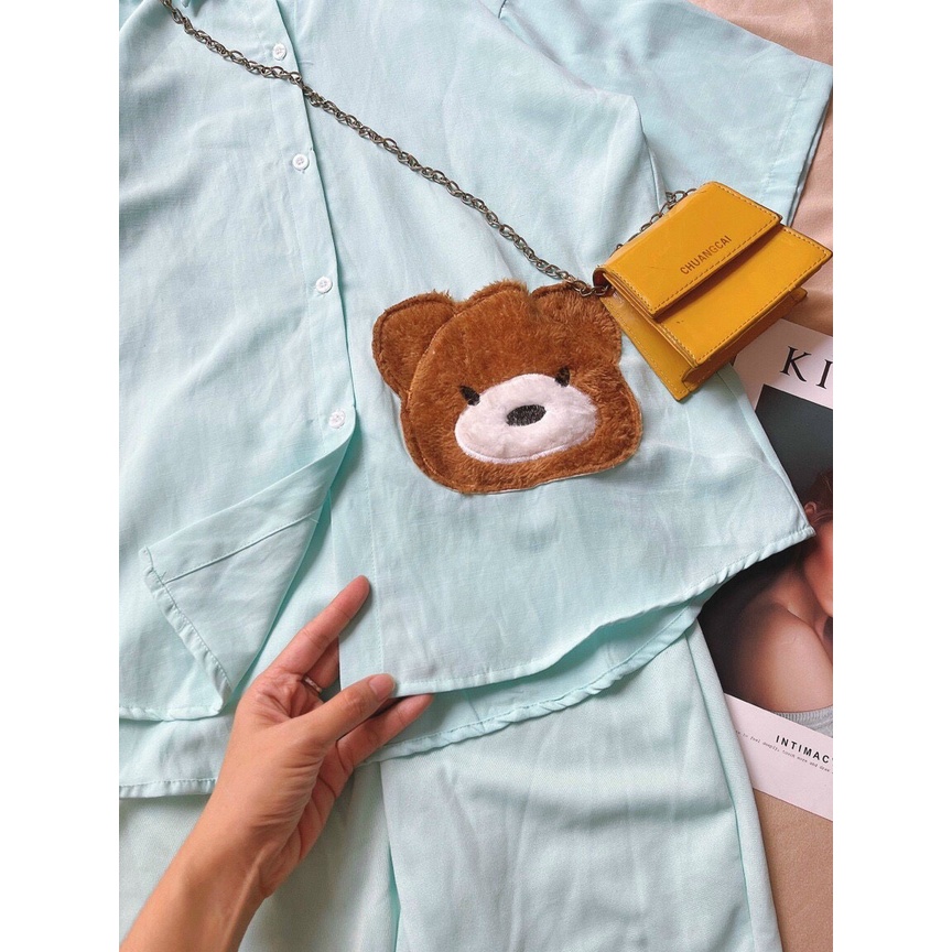 sét bộ đùi áo gấu thêu phối quần thun ôm