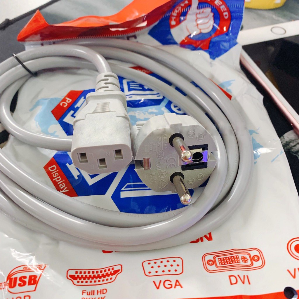 Dây nguồn cho máy tính bàn PC, máy in, nồi cơm điện,... dài 1.5m công suất chịu tải lớn