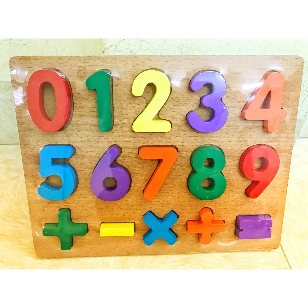 Combo 2 bộ : Bảng ghép 10 chữ số và Bảng Ghép 20 chữ số bằng gỗ ( giúp bé phát triển tư duy sớm)
