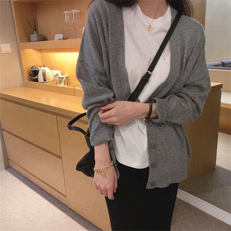 Áo khoác cardigan dệt kim dáng rộng thiết kế thời trang thu đông