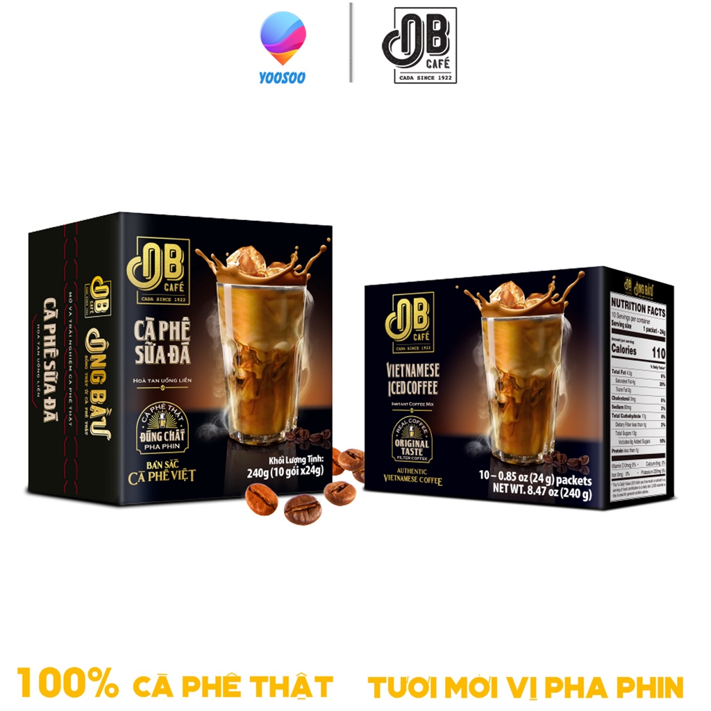 Hộp/ 10 Gói Cafe - Cà Phê Sữa Đá Ông Bầu Hộp Đen 240g – Thương hiệu NUTIFOOD – YOOSOO MALL