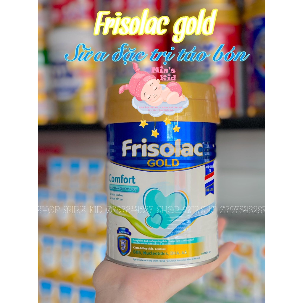 Sữa Bột Frisolac Gold Comfort dành cho trẻ bị nôn trớ, Táo bón 400g ( Date 8/2023 )