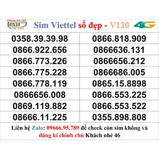 Sim Viettel V120 đầu 09 số đẹp giá rẻ 46