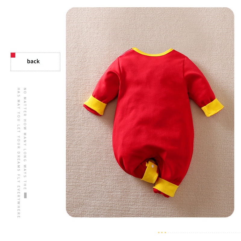 Áo Liền Quần Vải Cotton Tay Dài Phong Cách Trung Hoa Dành Cho Bé Trai Gái 0-18 Tháng Tuổi