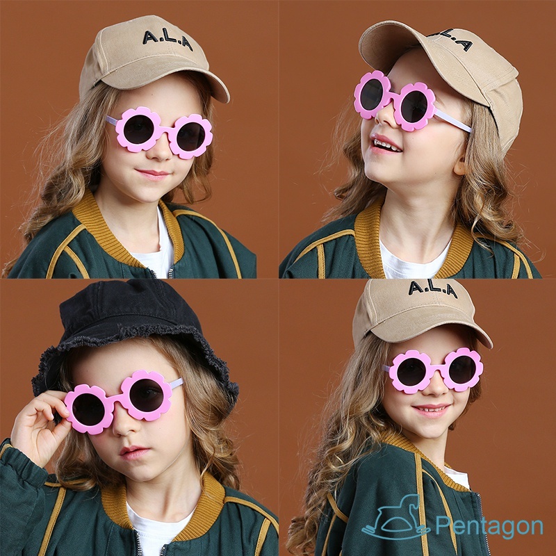 Kính Mát Gọng Nhựa Mềm Hình Hoa Phong Cách Nhật Hàn Thời Trang Cho Trẻ Em