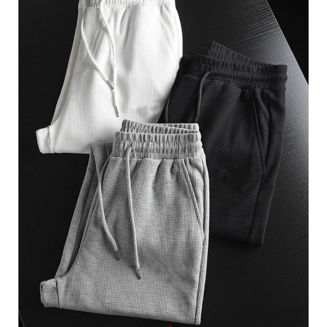 Quần Jogger nam thể thao ống rộng dây rút dáng hàn quốc có túi vải tổ Ong Quần nỉ nam ống suông dài mặc đi ngủ ở nhà GYM