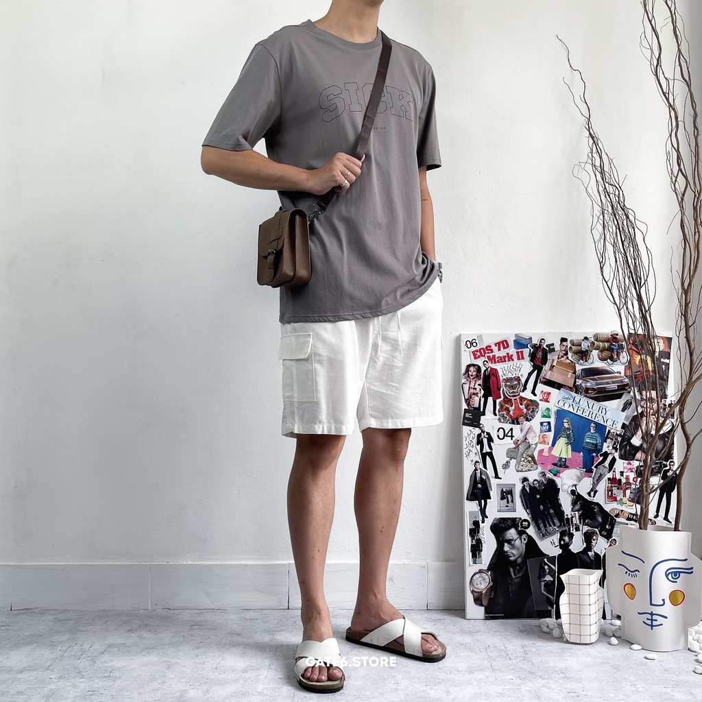 Áo Phông Nam cổ tròn GATE6 - Sick Enough, thun ngắn tay unisex in slogan tối giản kiểu Hàn - G0008