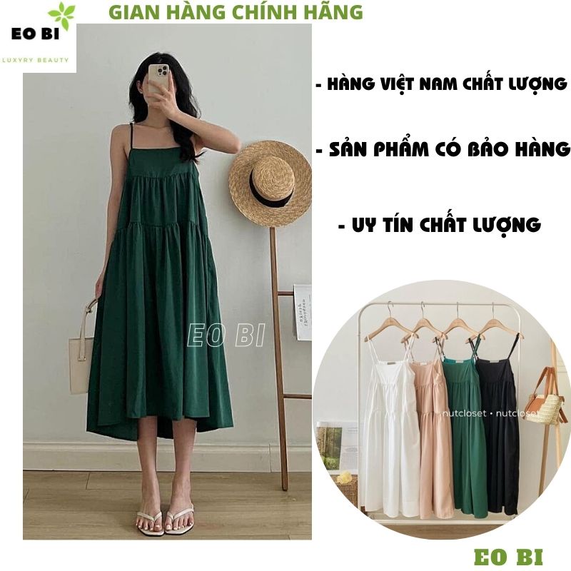 Đầm babydoll 2 dây xòe tầng V10 kiểu dáng hàn quốc tiểu thư bánh bèo dễ thương ,váy công chúa ulzzang chữ a -EOBI