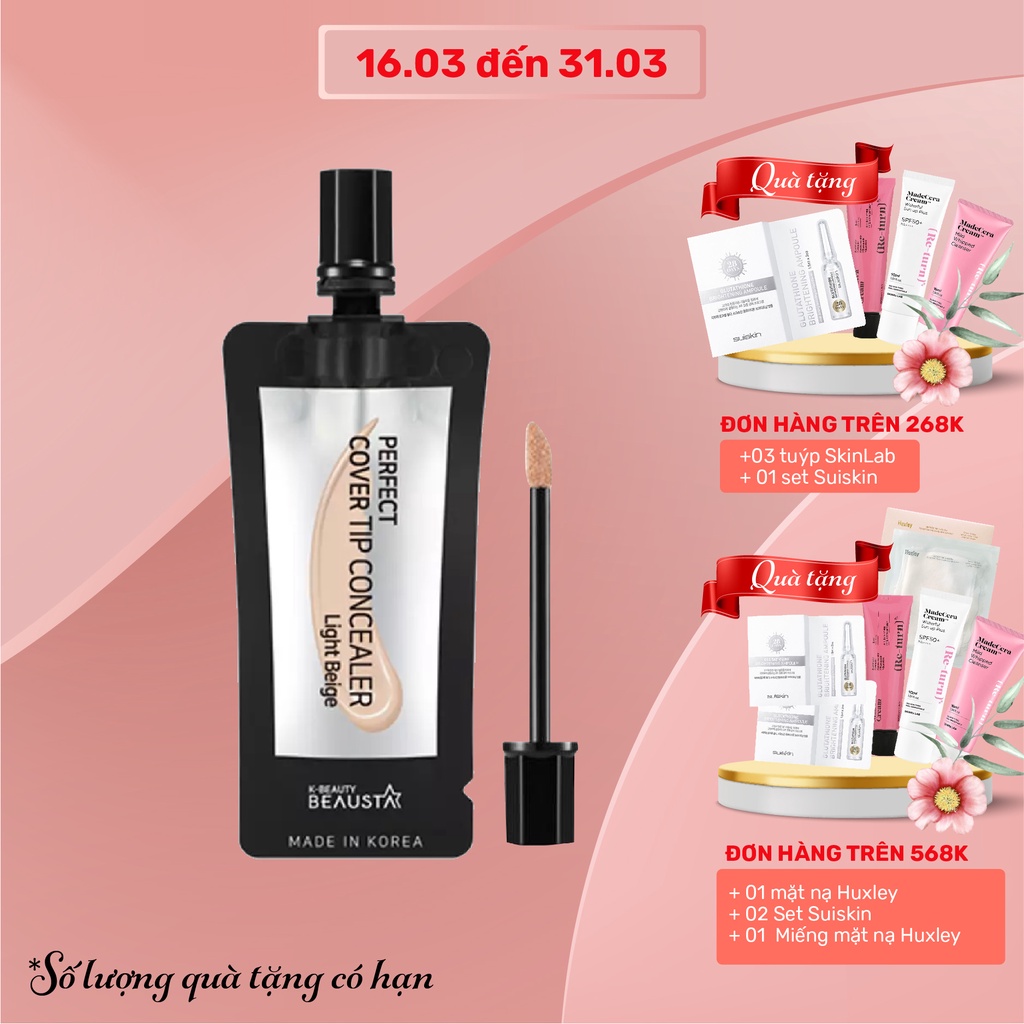 Kem che khuyết điểm Beausta-Perfect Cover Tip Concealer Light Beige 4ml