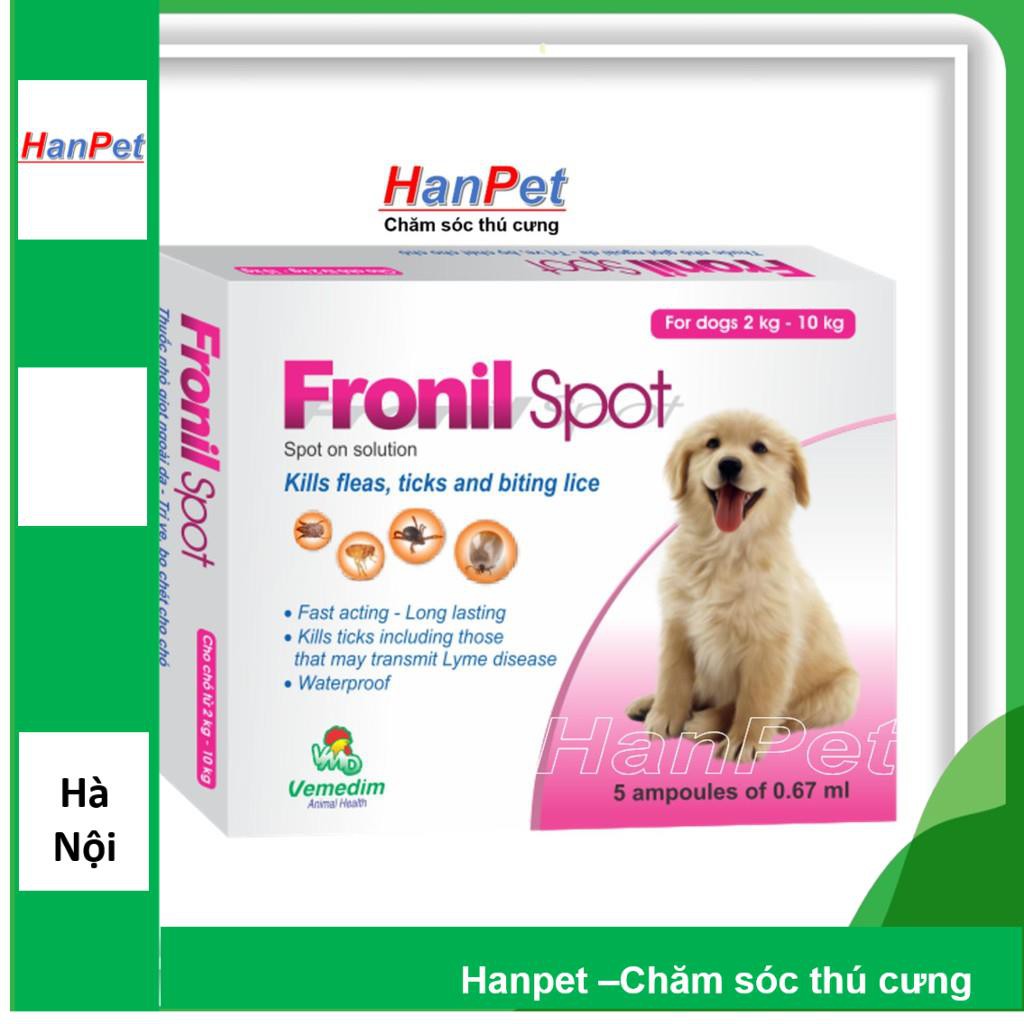 1 hộp 5 ống nhỏ gáy trị ve rận FRONIL SPOT (dùng cho mọi loại chó) hanpet 116