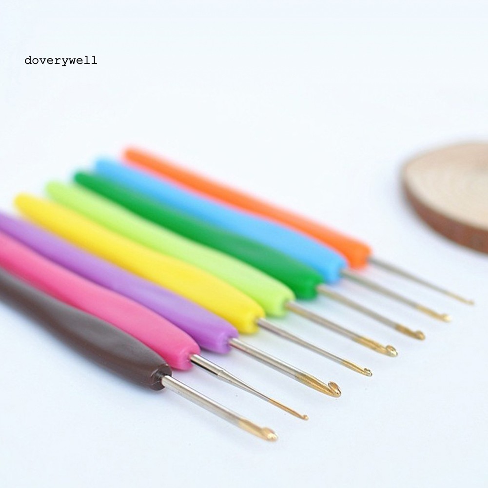 Bộ 8 Kim Móc Bằng Nhôm Mềm Chống Trượt Tiện Dụng Cho Đan Móc DIY