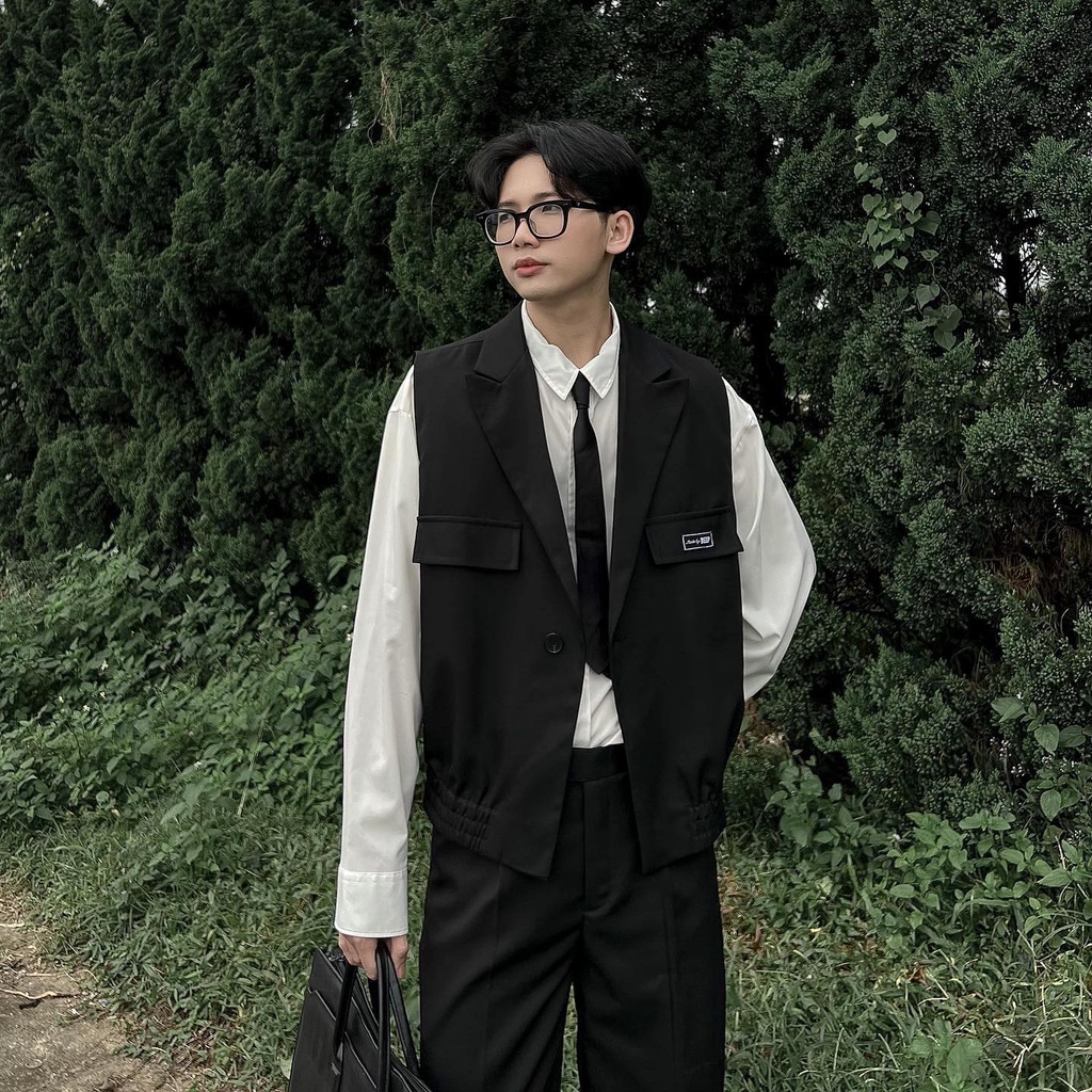 Áo Gile unisex form rộng phong cách Hàn Quốc
