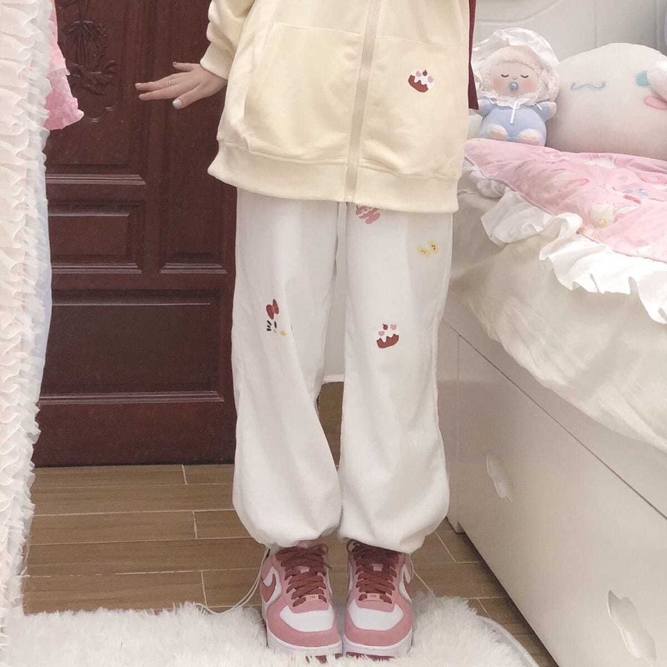 Quần Thể Thao Harem Ống Rộng Đến Mắt Cá Chân Vải Mềm Mại In Hình Chú Chó Cinnamon Dễ Thương Thời Trang Thu Đông Nhật Bản Dành Cho Bạn Gái