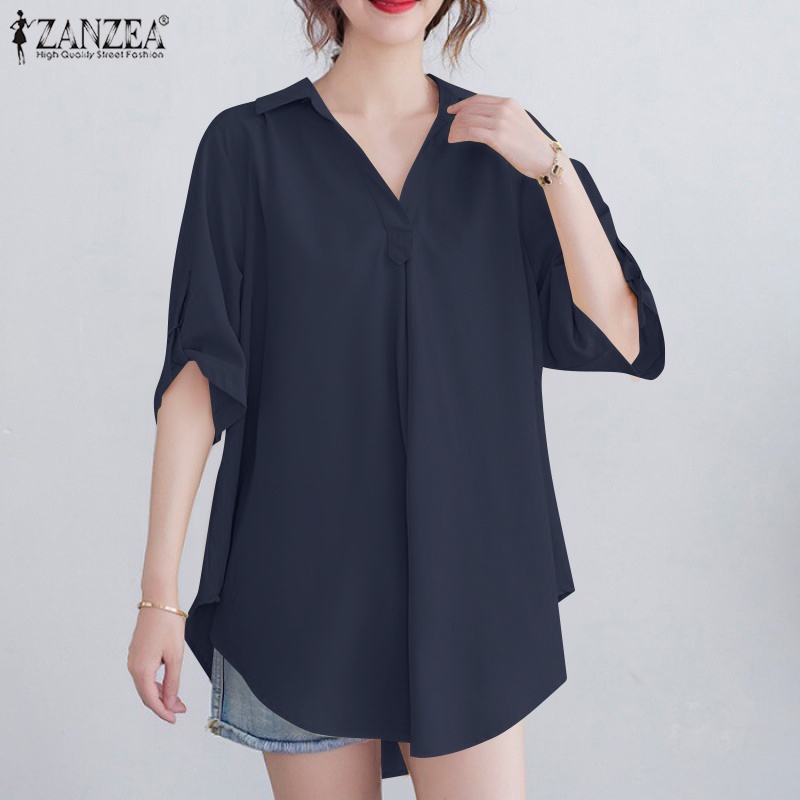 Zanzea Áo Nữ Tay Lửng Cổ Chữ V Thời Trang Thanh Lịch