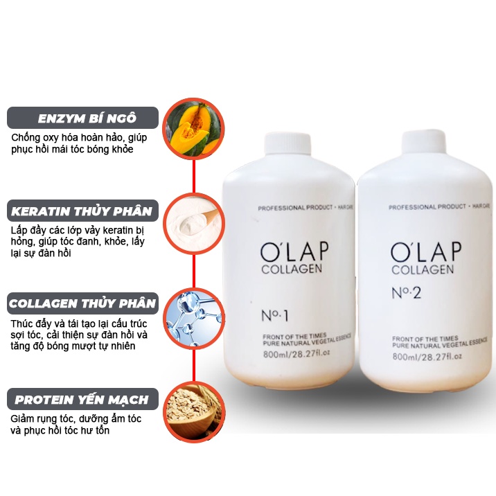 Thuốc uốn tóc đa năng OLAP COLLAGEN 800ml x 2 - Thuốc Uốn Tóc lạnh, Nóng Lamyra