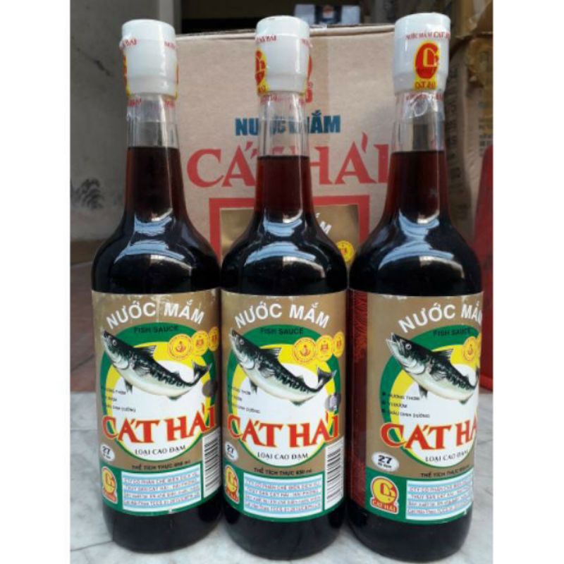 1 Thùng 4 Chai Nước mắm Cát Hải 27⁰ Đạm 650ml