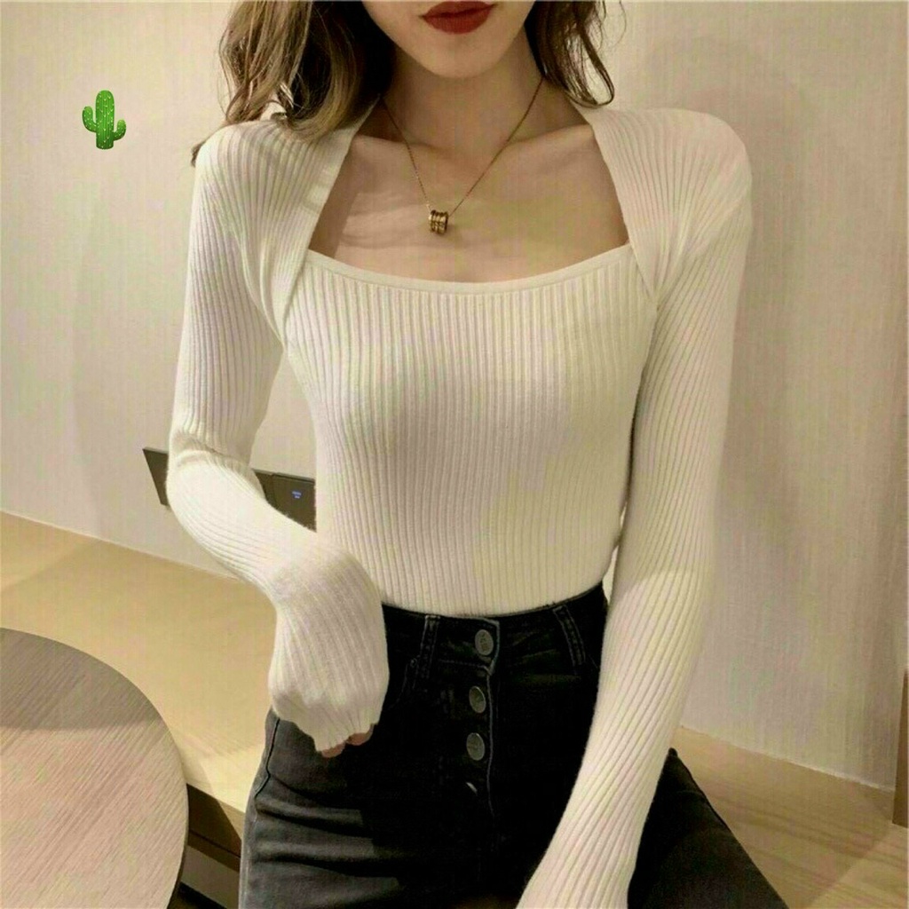 [Hot] Áo Thun Gân Tay Dài Cổ Kiểu
