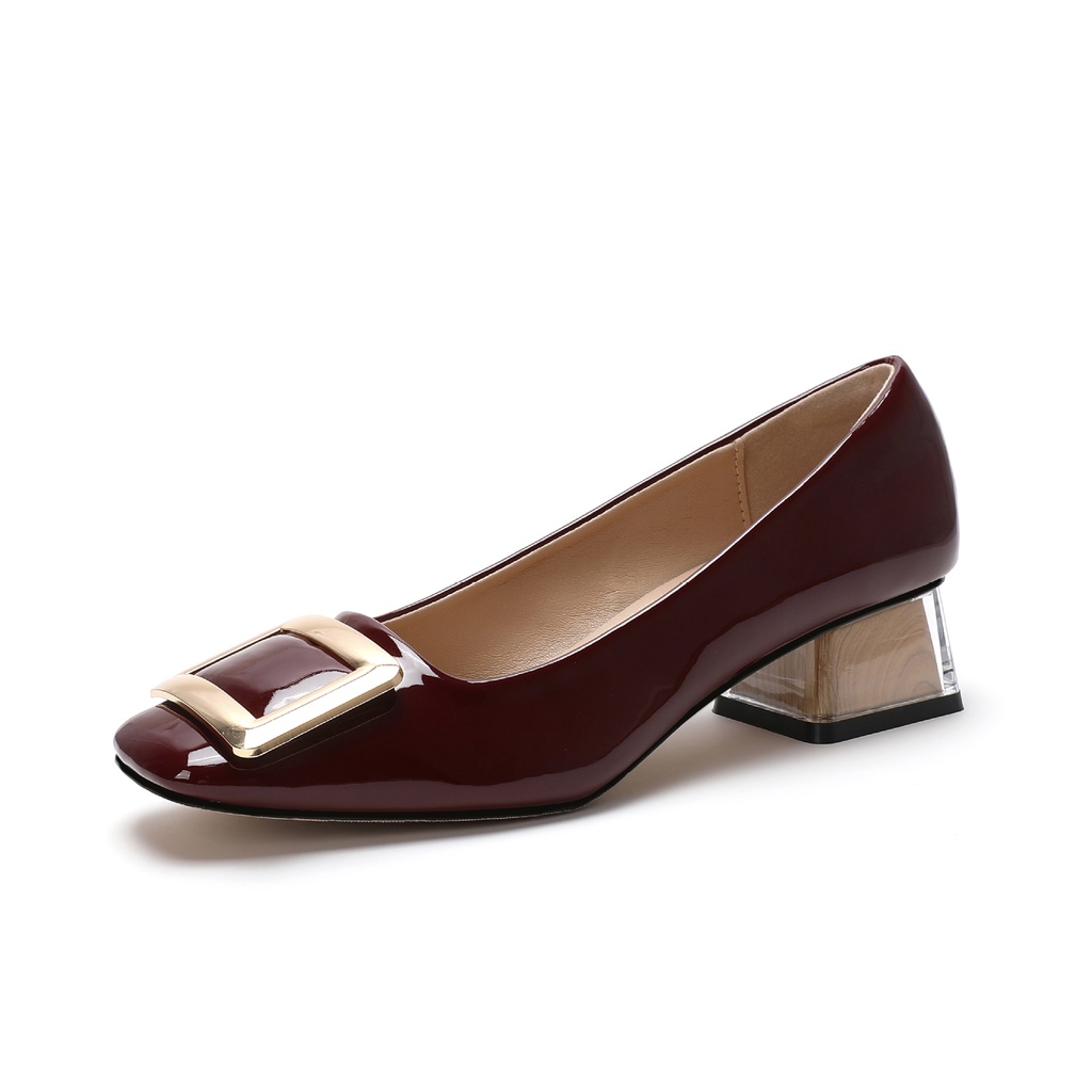 Giày Cao Gót Mũi Vuông Phong Cách Retro Hàn Quốc Size 32 33 34