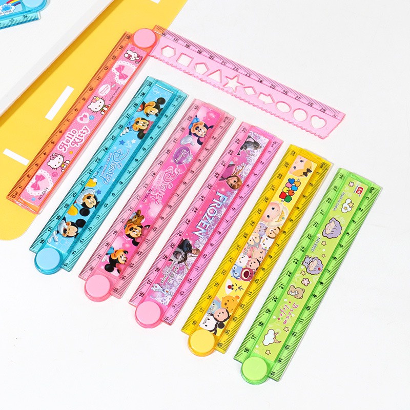 Thước kẻ 30cm gấp gọn No.8810 thước kẻ tích hợp in hình dễ thương dành cho học sinh ANKICO