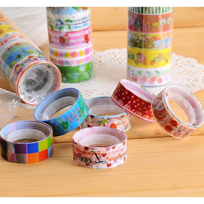 Băng dính washi tape nhiều họa tiết nhiều hình