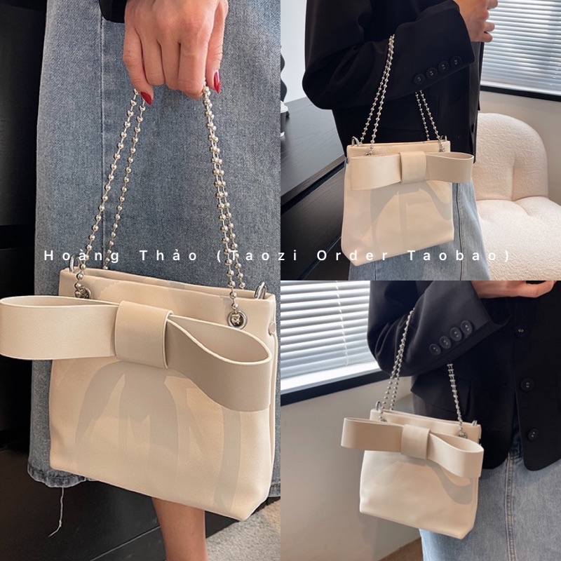 Túi đeo chéo nơ quai xách xích đeo vai kẹp nách to xinh xắn mới 2022