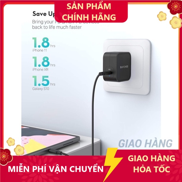 Củ Sạc Ravpower RP-PC112 - 1cổng Usb-c 61W PD 3.0 - Công Nghệ GaN - ACSTORE247