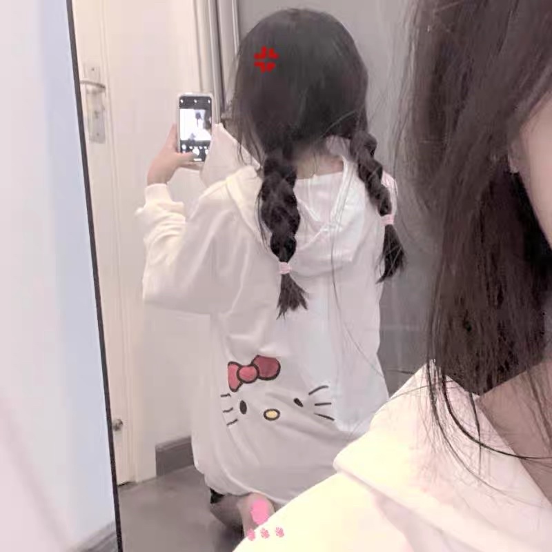 Áo khoác in hình hello kity màu trắng siêu cưng