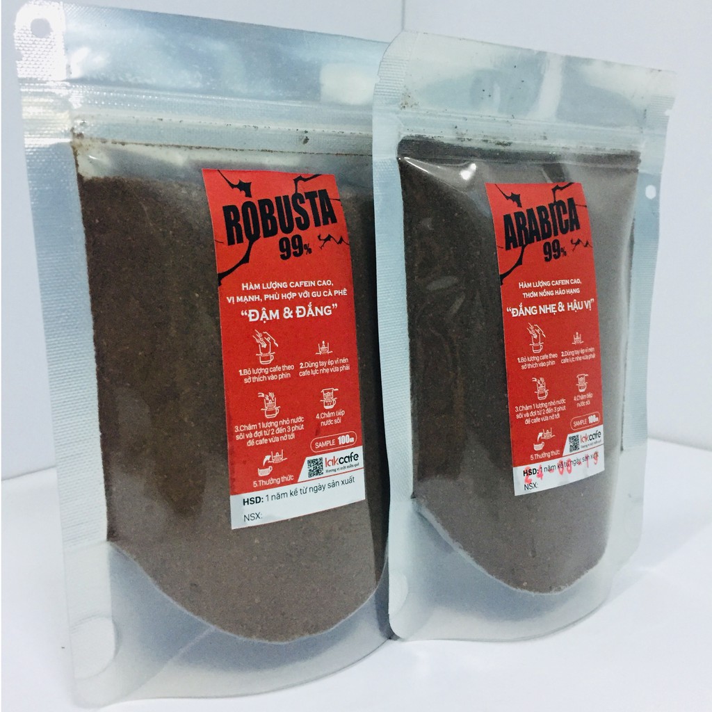 Combo 100gr Arabica & 100gr Robusta Nguyên Chất - Lakcafe Với Bí Quyết Nông Dân Dak Nông - Làm Quen Hương Vị | BigBuy360 - bigbuy360.vn