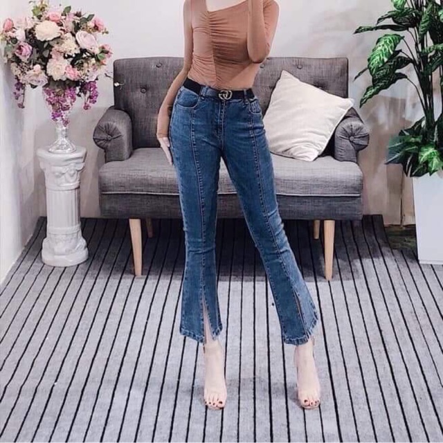 Quần jeans ống loe xẻ ống [ siêu co dãn - kèm video ảnh thật