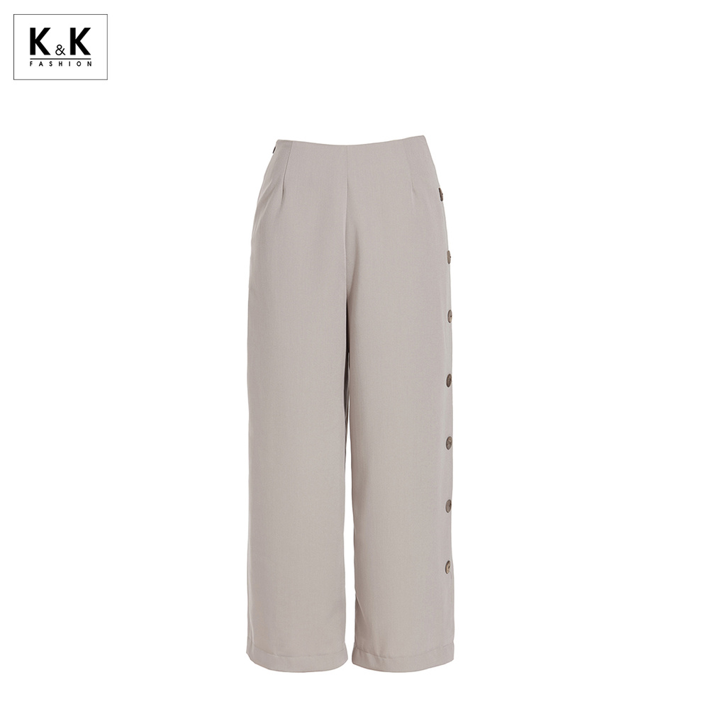 Quần Công Sở Nữ Ống Rộng K&K Fashion QCS02-06 Màu Nâu Vải Cotton | BigBuy360 - bigbuy360.vn