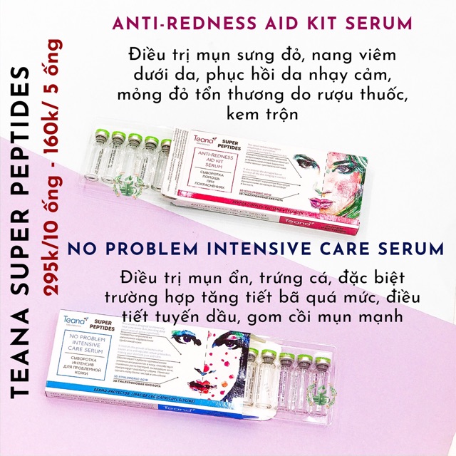 Serum Teana Super Peptides Anti-redness Aid Kit giảm sưng, mẩn đỏ, mụn, phục hồi da | BigBuy360 - bigbuy360.vn