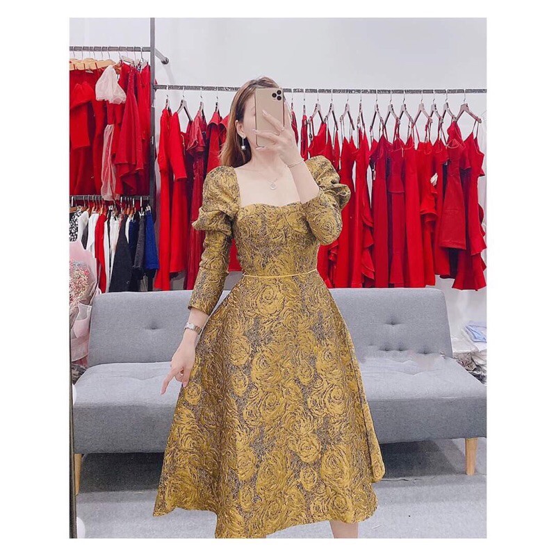 ẢNH VÀ VIDEO THẬT 10000% _ ĐẦM GẤM TAY DÀI