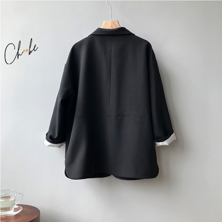 Áo blazer nữ Choobe, dáng suông rộng, màu đen trơn, vest hàng cao cấp, có lớp lót bên trong- BL2 | BigBuy360 - bigbuy360.vn