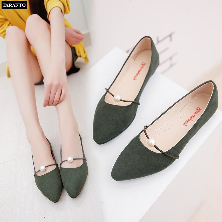 Giày búp bê nữ đính ngọc xinh xắn nhiều màu - thời trang TARANTO TRT-GBBNU-02