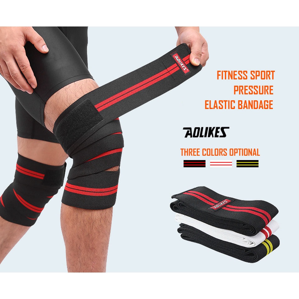 Đai quấn đầu gối AOLIKES co giãn 2m * 8cm hỗ trợ nâng tạ tiện lợi