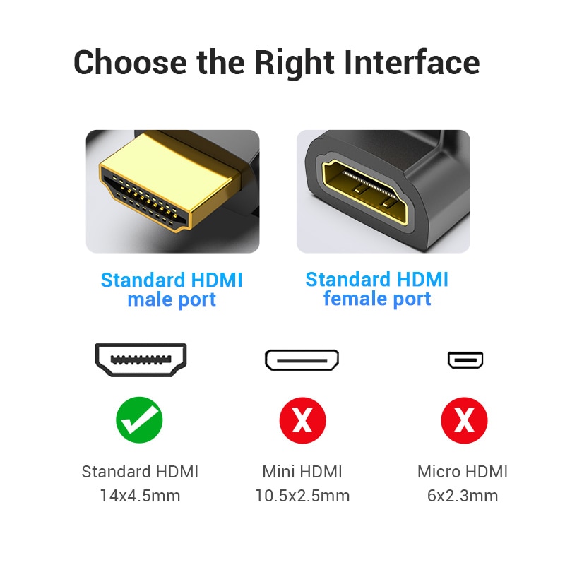 Đầu chuyển đổi Hdmi VENTION sang ổ cắm Hdmi 90 270 độ cho Hdtv Ps4 máy chiếu Laptop 4k Hdmi