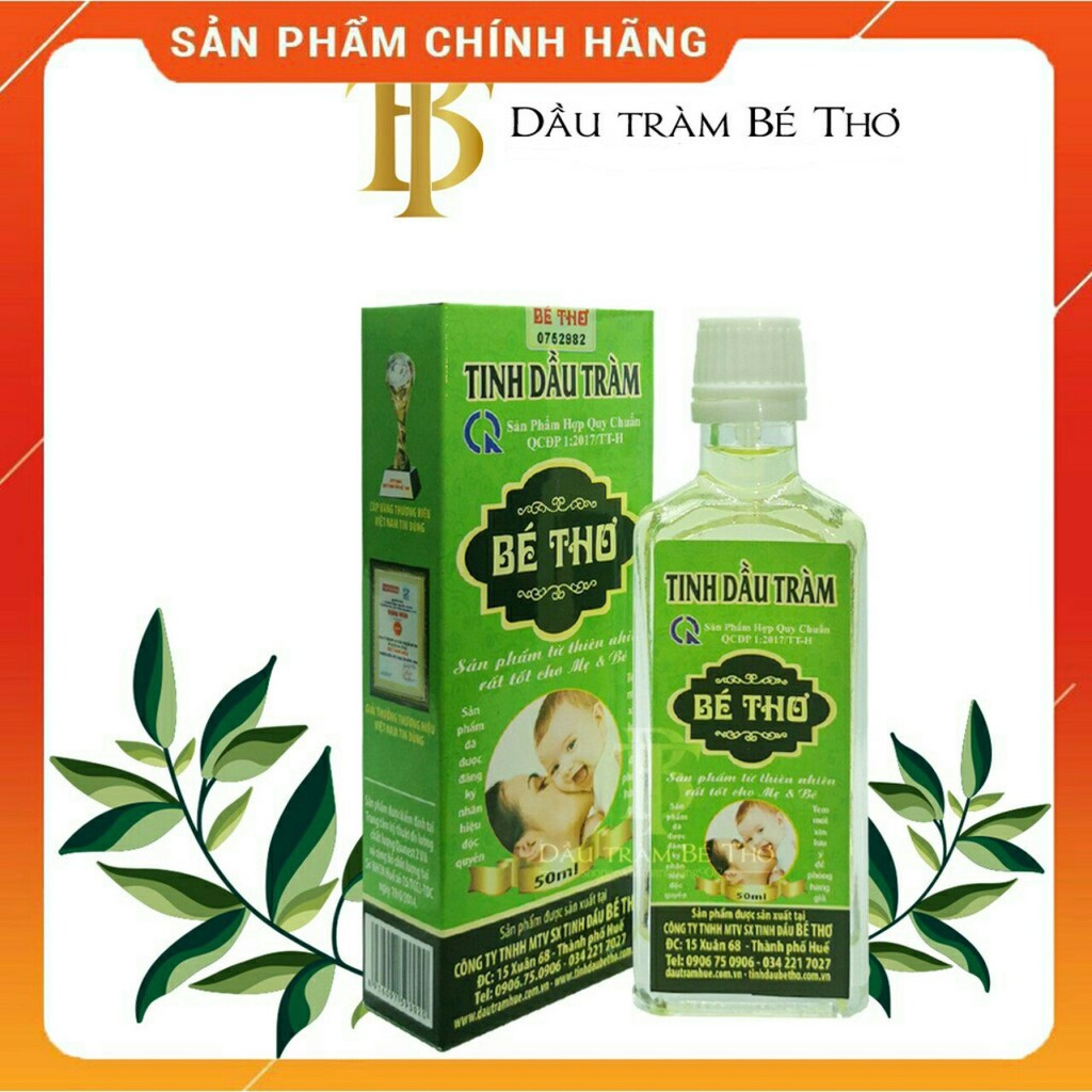 Dầu Tràm bé Thơ 50ml (có tem chống giả của Công ty TNHH MTV Sản xuất Tinh dầu Bé Thơ)