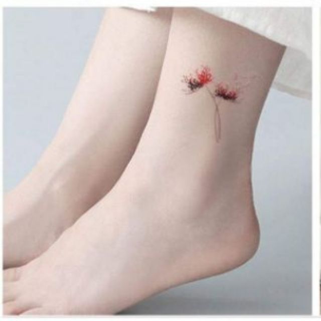 Hình xăm dán tattoo cao cấp hoa bỉ ngạn C15 H10.Xăm dán tatoo mini tạm thời, size &lt;10x6cm