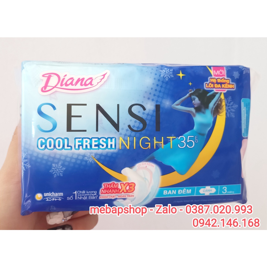 BĂNG VỆ SINH DIANA SENSI COOL ĐÊM 29 CM VÀ 35CM