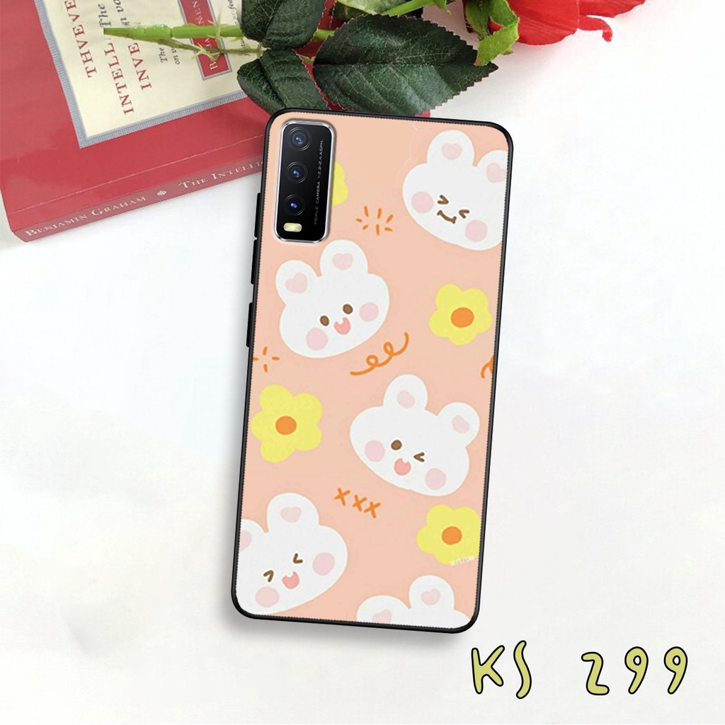 Ốp lưng Vivo Y20 - Vivo Y20s - Vivo Y12s - Ốp lưng in hình gấu &amp; thỏ đang yêu - lưng nhám viền TPU cao cấp