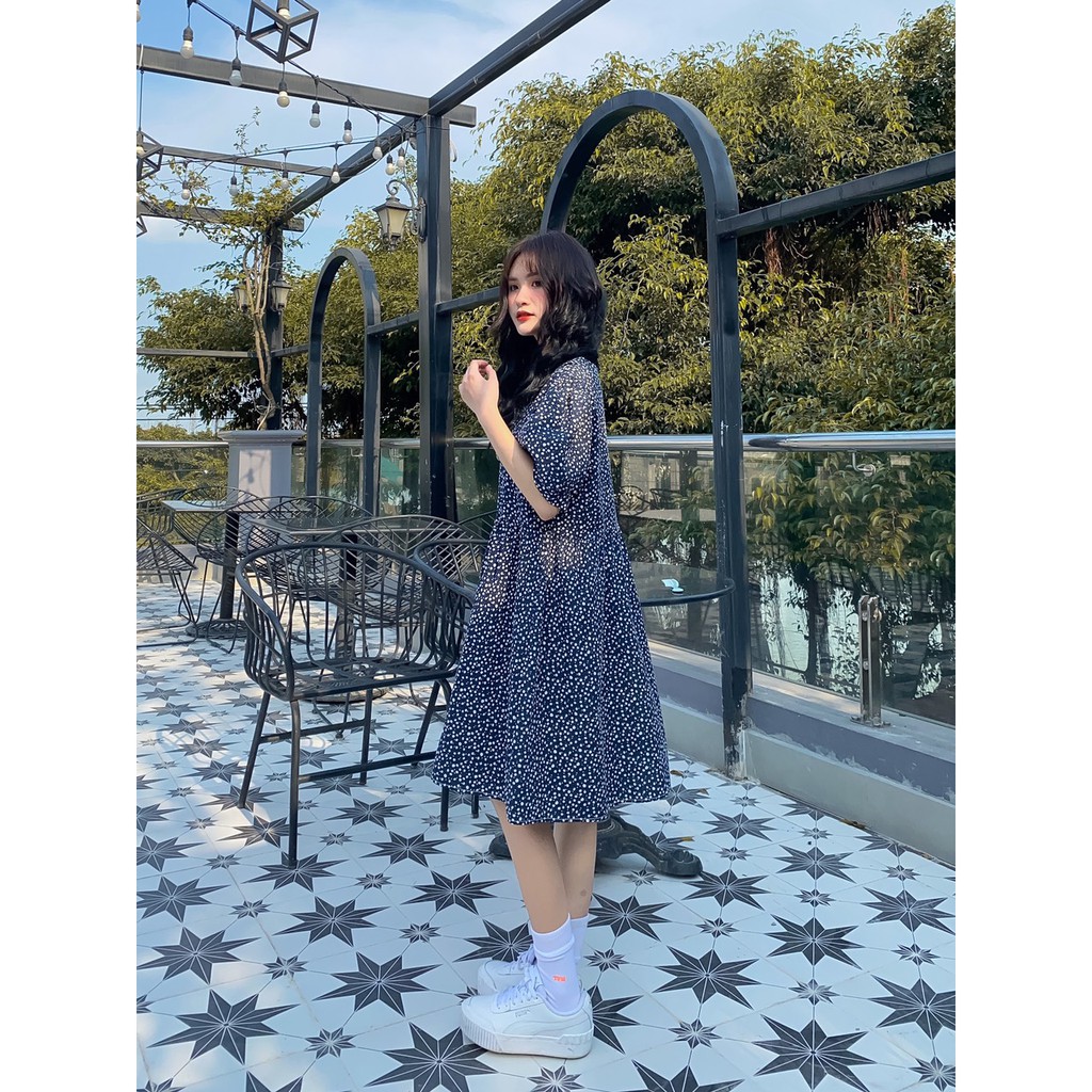 [Mã SKAMA06 giảm 8% tối đa 50K đơn 250K] VÁY BABYDOLL XANH NAVY CHẤM BI HOA NHÍ | BigBuy360 - bigbuy360.vn