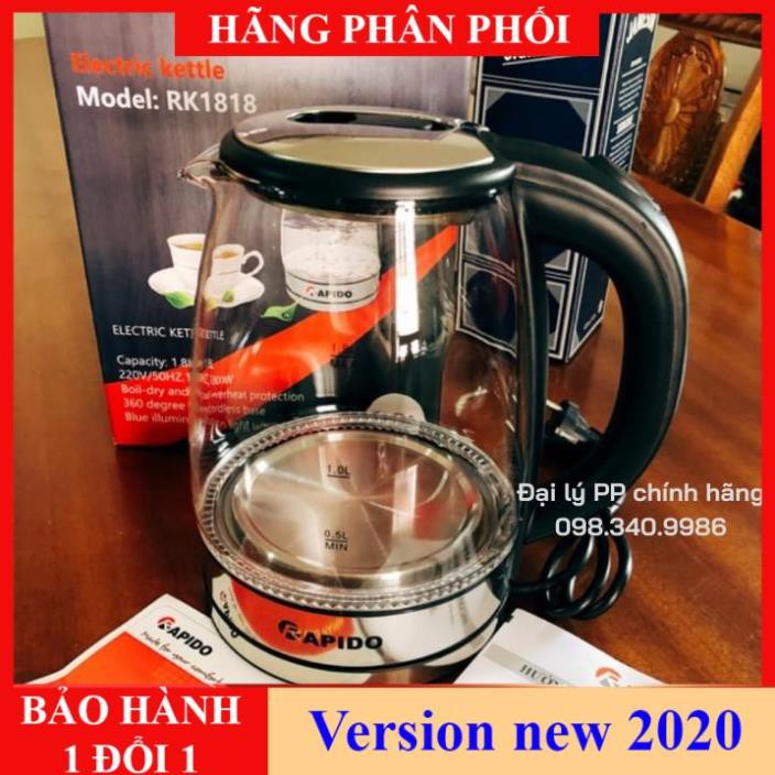 Flashsale - Bình Siêu Tốc Thủy Tinh Rapido RK1818 Chính Hãng, Bảo hành 1 đổi 1