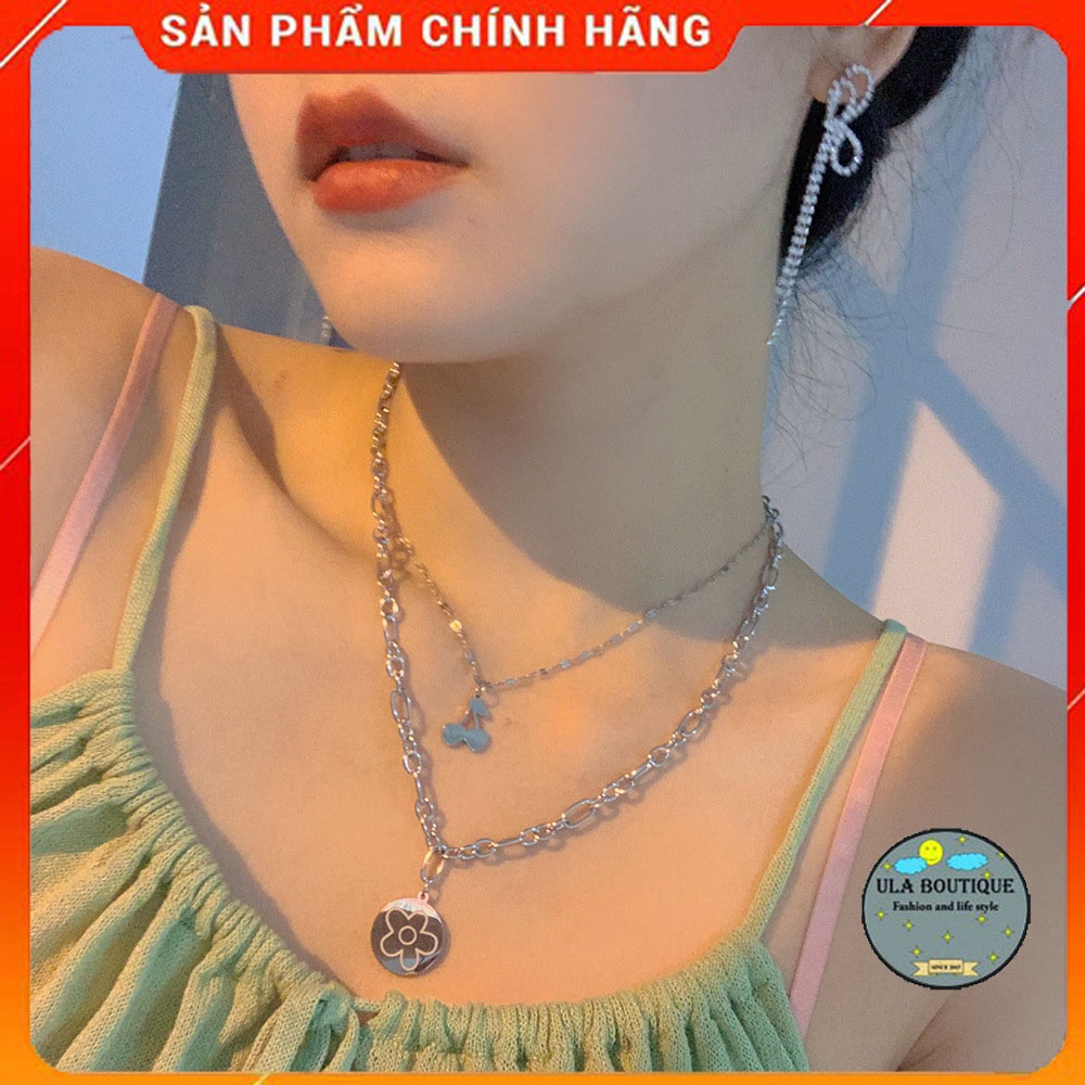 Vòng cổ 2 dây bông hoa quả cherry ULA shop thời trang Hàn Quốc nổi bật 2022