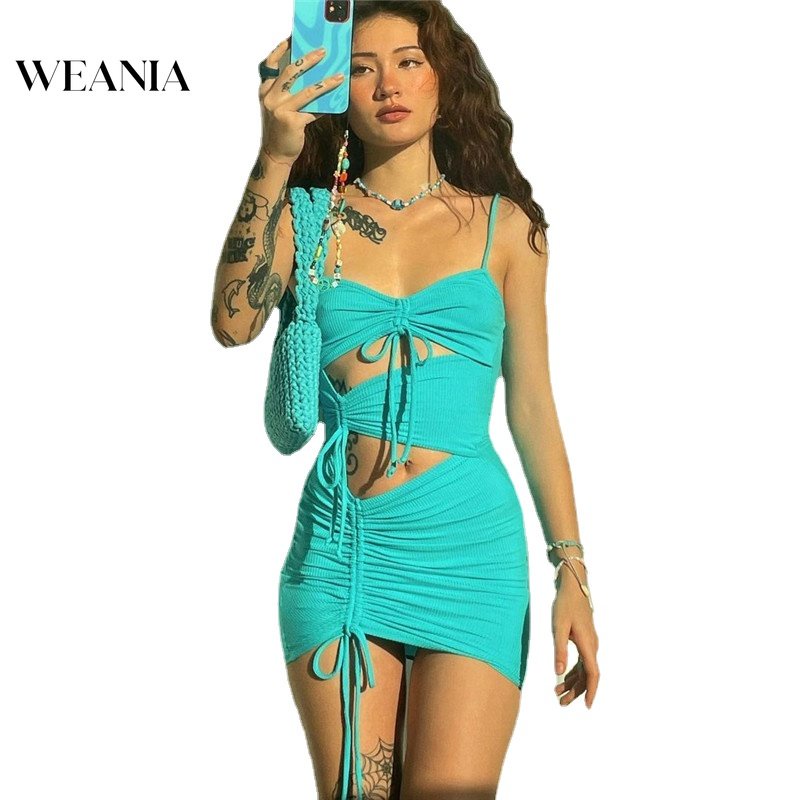 Đầm Trễ Vai Phối Dây Rút Xếp Ly Thời Trang Quyến Rũ Cho Nữ