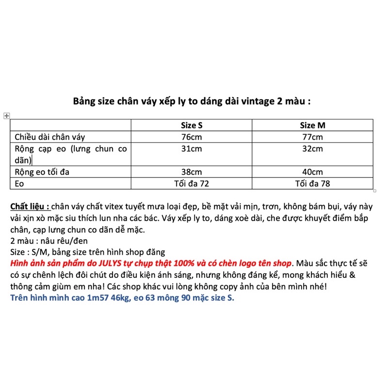 Chân váy vitex xếp ly to dáng dài (ảnh thật shop chụp kèm video)
