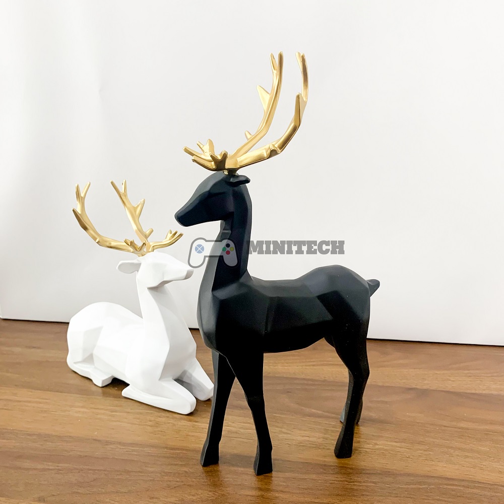 Mô Hình hình Con Nai Trang Trí Decor Tượng cặp nai trắng đen phong cách style nghệ thuật, là món đồ trang trí phòng khác